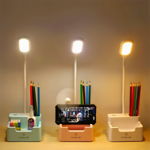 Rechargeable Led Table Lamp Touch Dimmable Desk Lamp With Phone Hoder Pen Holder